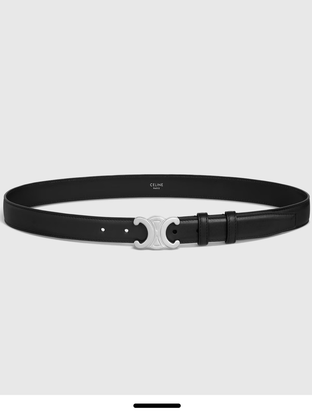 Celine Triomphe Belt Black Taurillon Leather Sz 75cm Perfect Condition